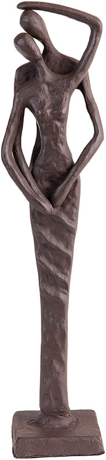 Couple Cast Iron Sculpture Brown Matte