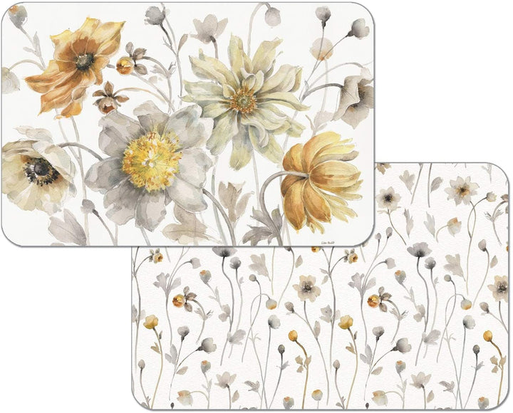 Wipe Clean Placemats Set 4 Fields Gold Color Rectangle