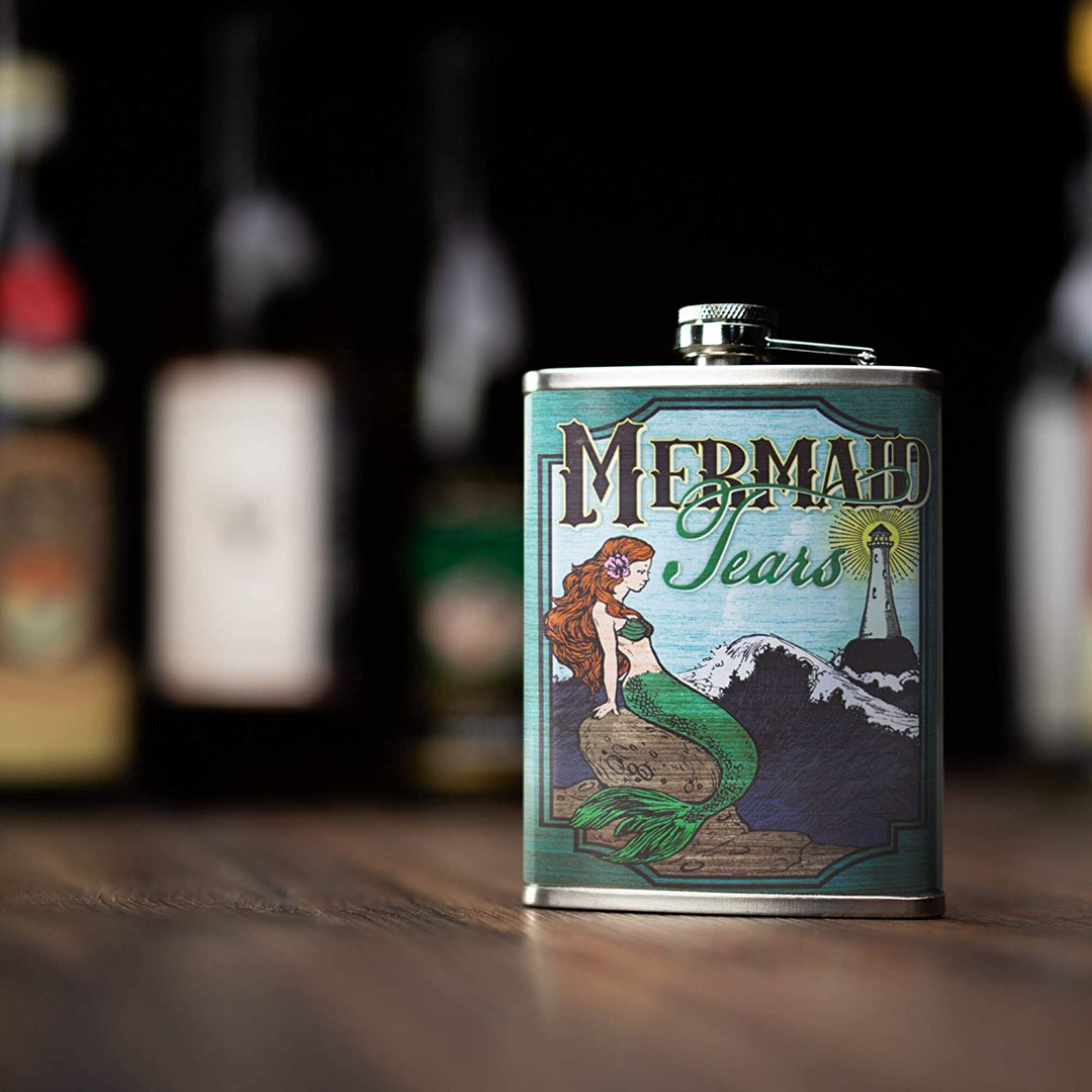 Mermaid Tears Stainless Steel 8 Oz Flask Color