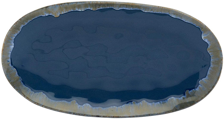 Tabletops Gallery Assorted Tuscon Serving Platters Set 3 Color Solid Farmhouse Oval Stoneware Piece Microwave Safe - Diamond Home USA