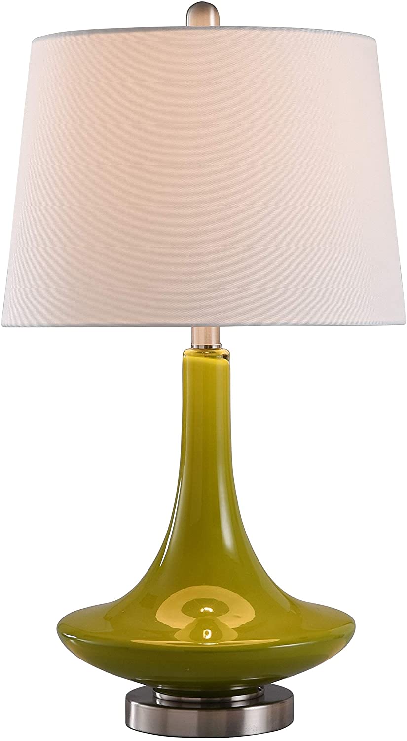 Green Table Lamp White Hardback Fabric Shade Modern Contemporary - Diamond Home USA