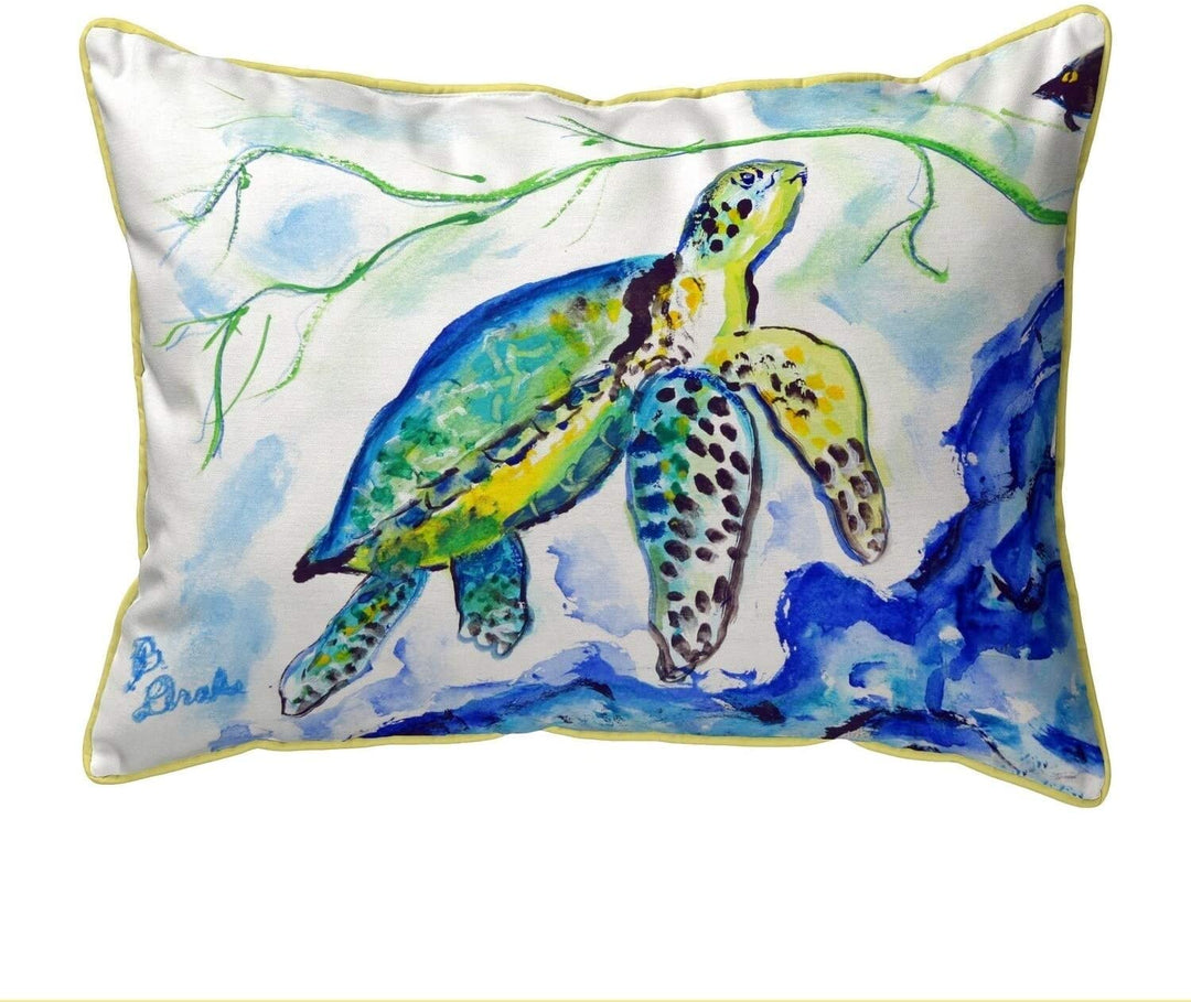 Yellow Sea Turtle Small Outdoor Pillow 11x14 Color Graphic