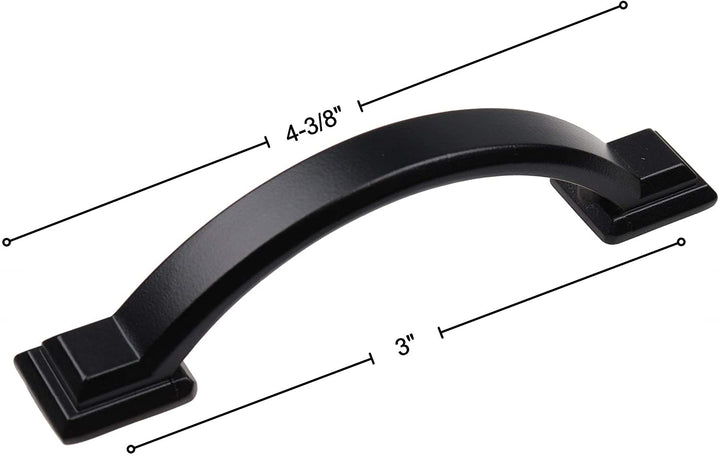 25 Pack 3 inch Center Arched Cabinet Pull Matte Black Modern Contemporary Zinc - Diamond Home USA