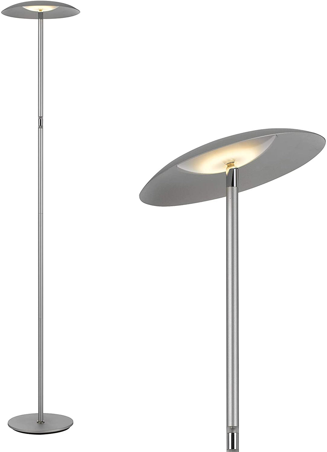 Dimmable Led Floor Lamp Silver Finish Large Lamp Mid Century Modern Bulbs Included - Diamond Home USA