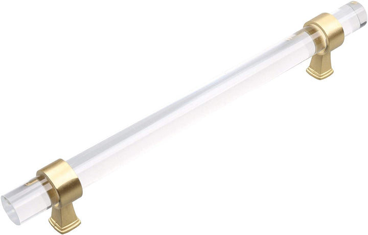 5 Pack 6 1/4 Center Clear Acrylic Satin Gold Pulls Modern