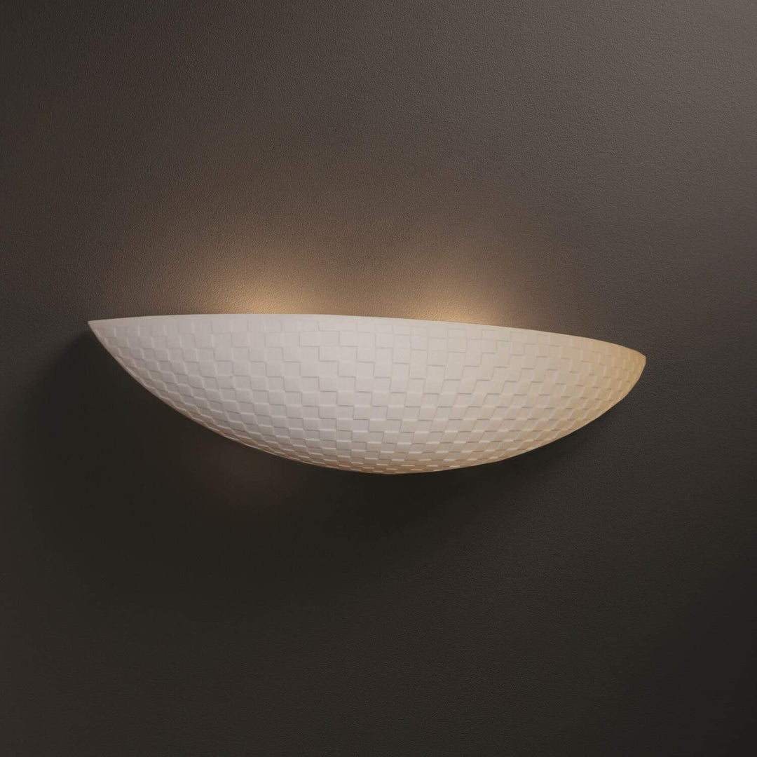 2 Light Checkerboard Impression Wall Sconce Cream White