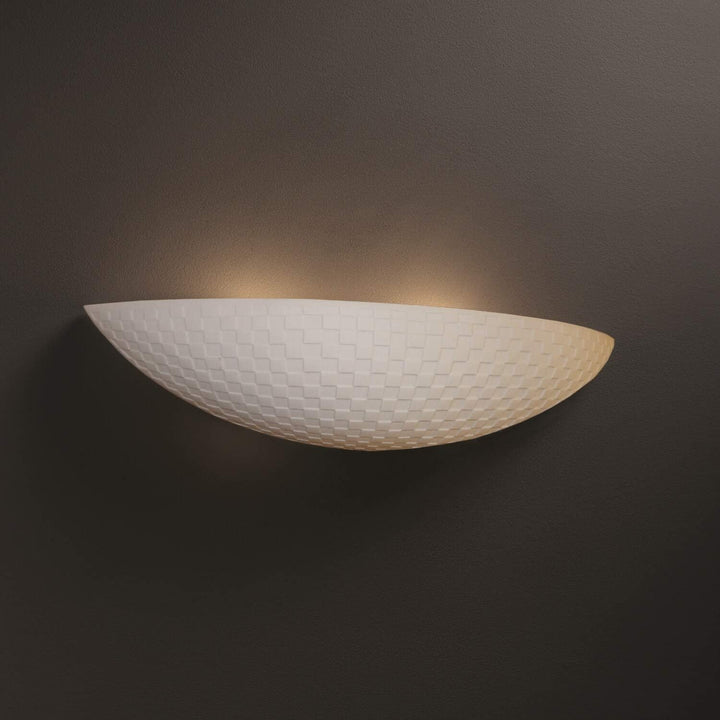 2 Light Checkerboard Impression Wall Sconce Cream White