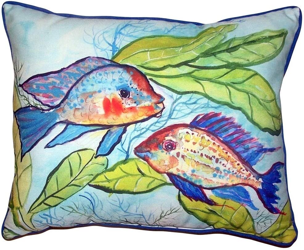 Pair Fish Small Outdoor/Indoor Pillow 11x14 Color Graphic