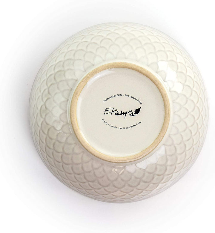 Honey Ivory 16 Piece Stoneware Dinnerware Set Textured Casual Round Dishwasher Safe - Diamond Home USA