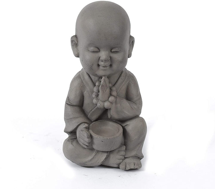 Meditating Buddha Garden Statue Grey Oriental Magnesium