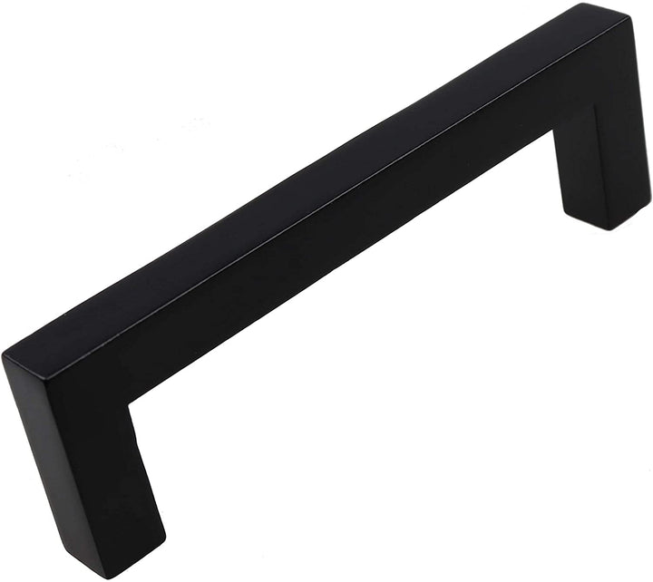 5 Pack 3 3/4 inch Center Solid Square Bar Pull Black