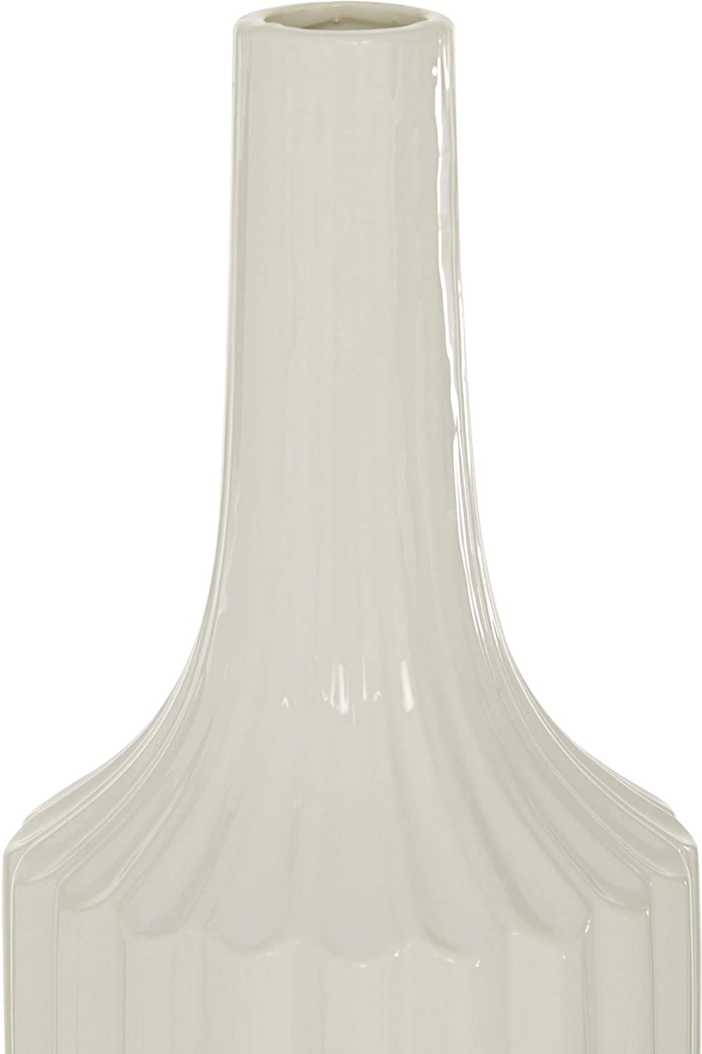 Tall Round White Ceramic Textured Vase 23" X 6" 5 X 23 - Diamond Home USA