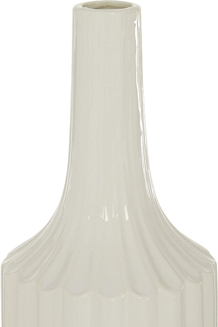 Tall Round White Ceramic Textured Vase 23" X 6" 5 X 23 - Diamond Home USA