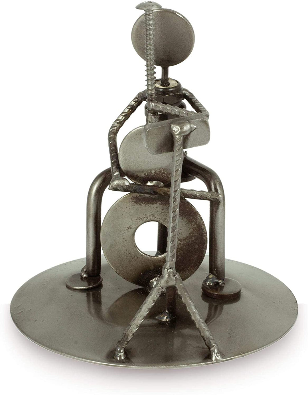 Handmade Auto Part 'Rustic Cellist' Metal Sculpture (Mexico) Grey Iron - Diamond Home USA