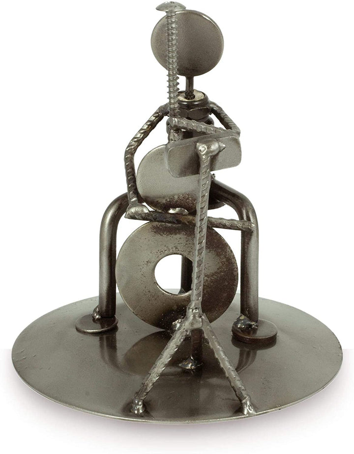 Handmade Auto Part 'Rustic Cellist' Metal Sculpture (Mexico) Grey Iron - Diamond Home USA