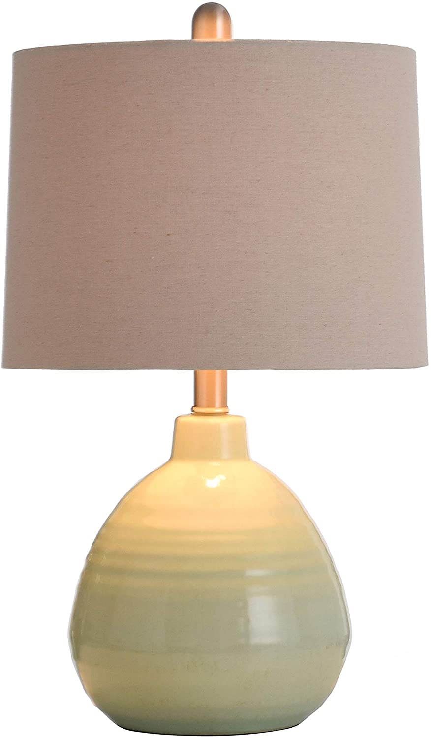Ceramic Key Lime Green Table Lamp Beige Hardback Linen Shade Modern Contemporary - Diamond Home USA