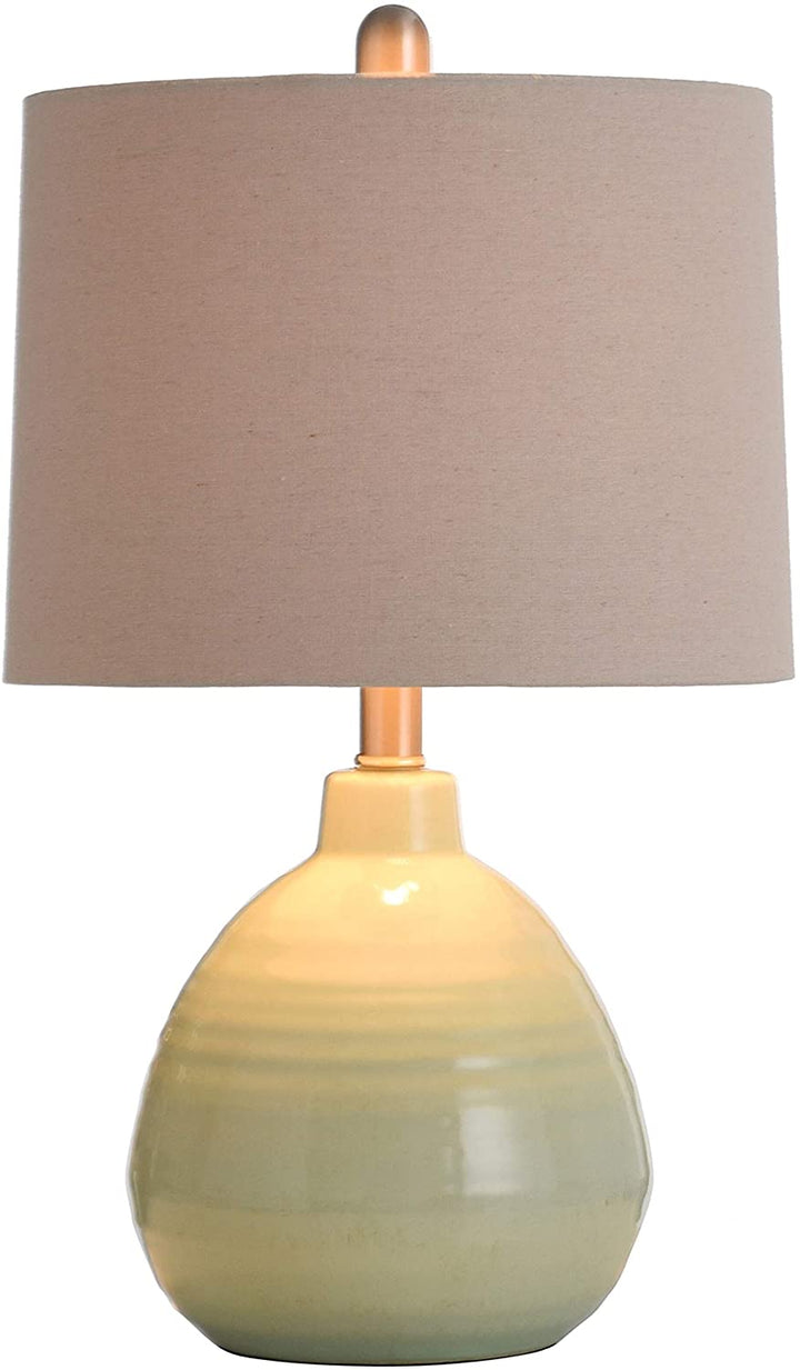 Ceramic Key Lime Green Table Lamp Beige Hardback Linen Shade Modern Contemporary - Diamond Home USA