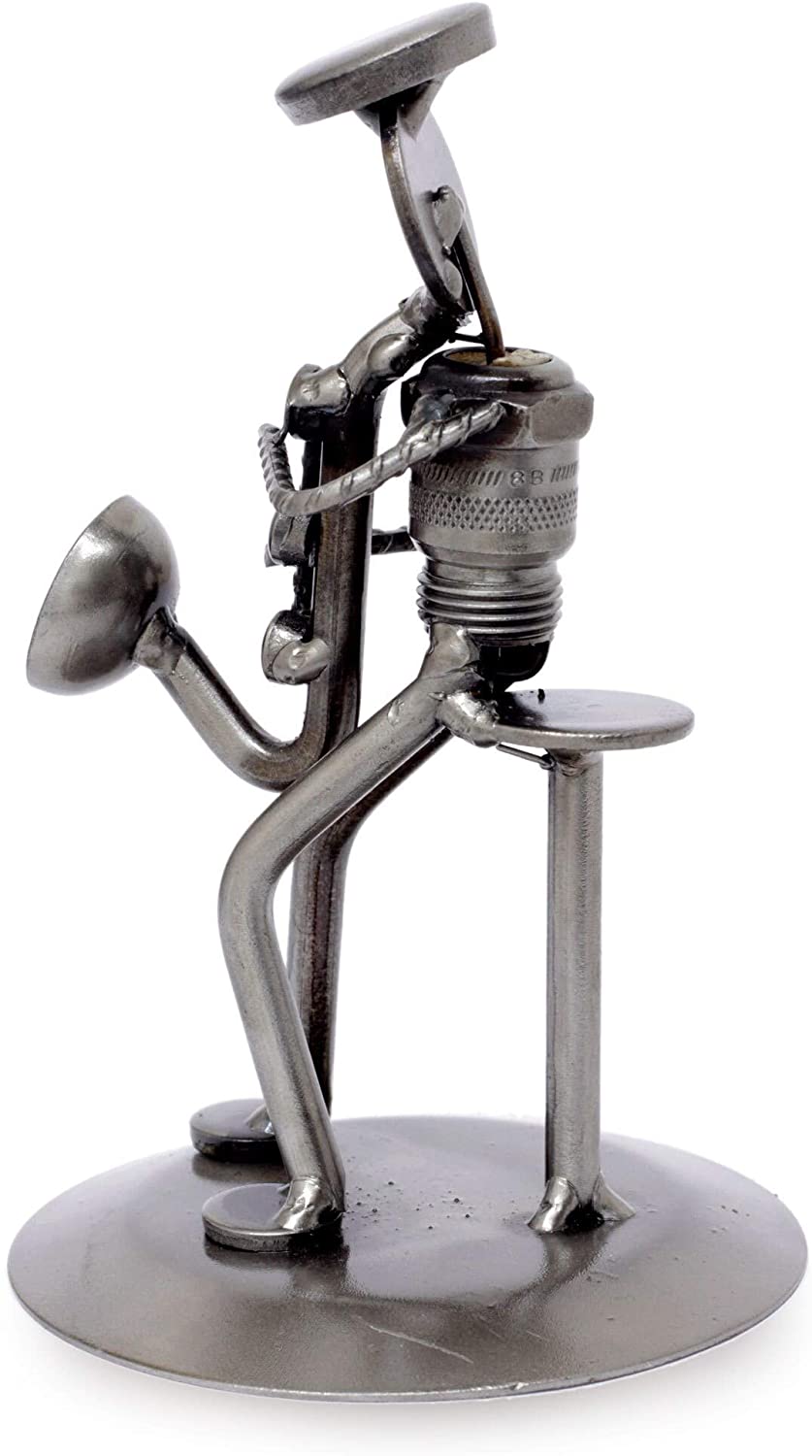 Handmade Auto Part 'Rustic Saxophonist' Sculpture (Mexico) Silver Metal - Diamond Home USA