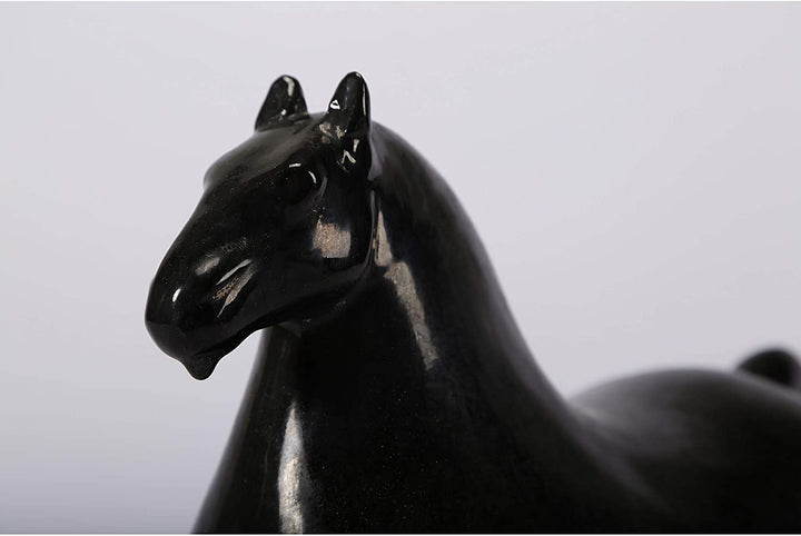 MISC Living Trotter Horse 9 Inch Tall Black Ceramic Antique Handmade Weather Resistant