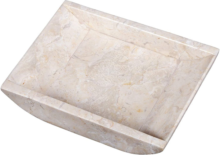 Champagne Marble 6 1/4" X 4 3/4" Boat Shaped Candle Holder Plate Glossy Finish Beige
