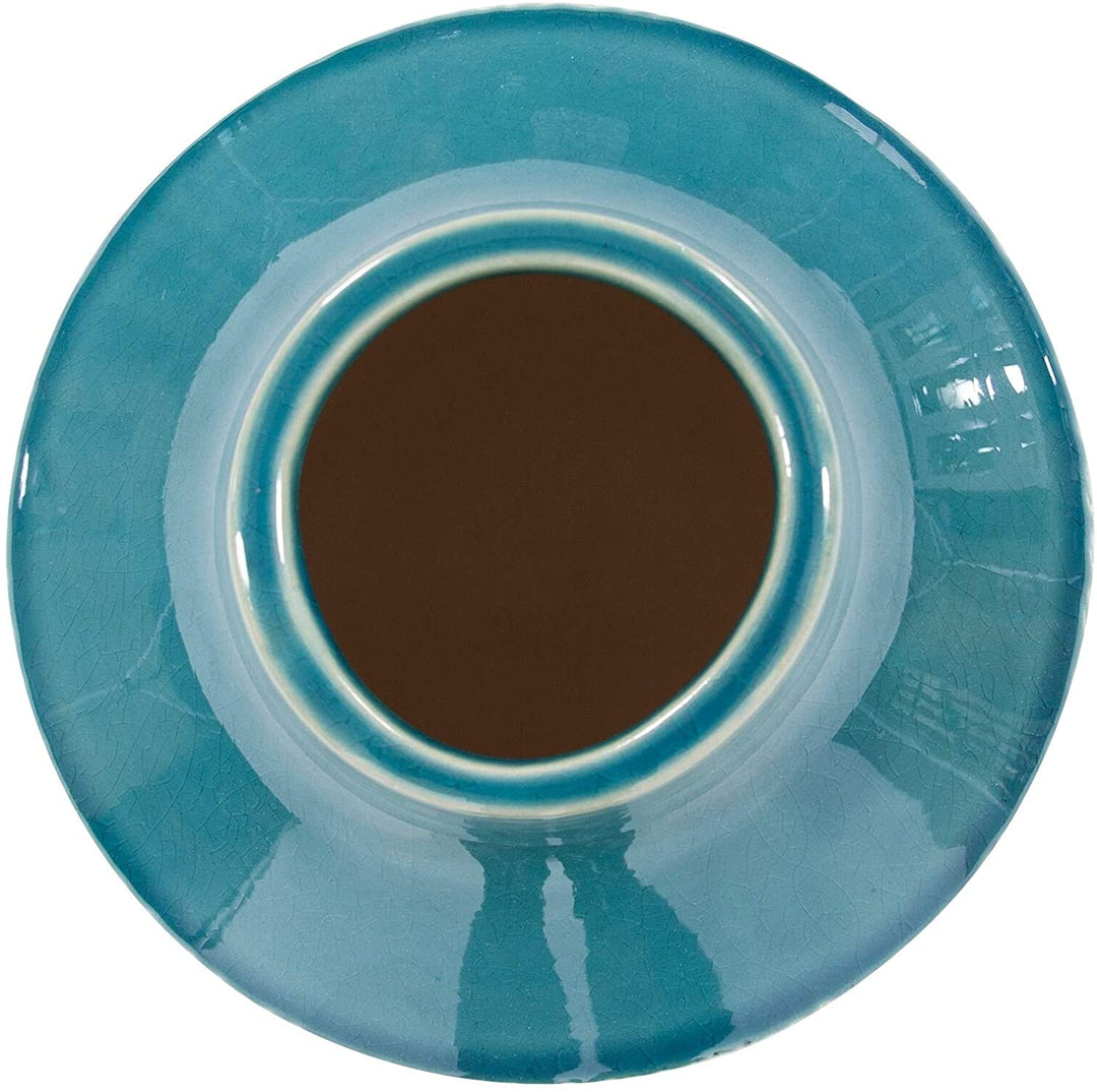 Blue Ceramic Round Vase 9h X 8w 8d - Diamond Home USA