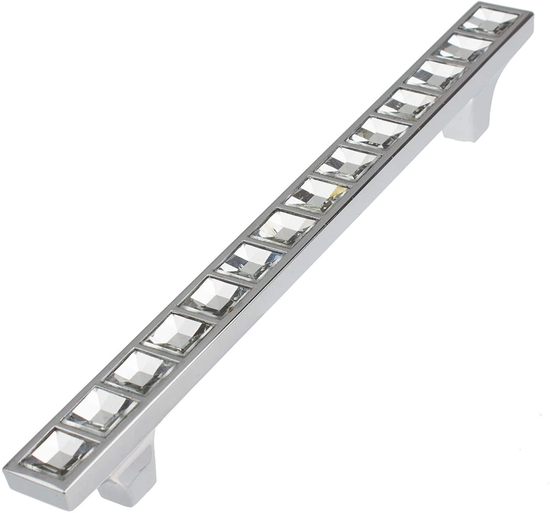 5 Pack 5 Center K9 Crystal Cabinet Pulls Polished Chrome