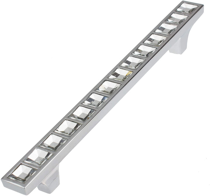 5 Pack 5 Center K9 Crystal Cabinet Pulls Polished Chrome