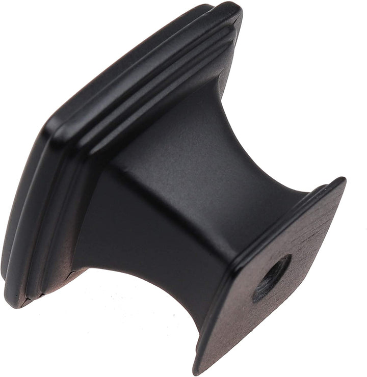 10 Pack 1 1/4 inch Square Cabinet Knob Black Modern Contemporary Zinc Matte - Diamond Home USA