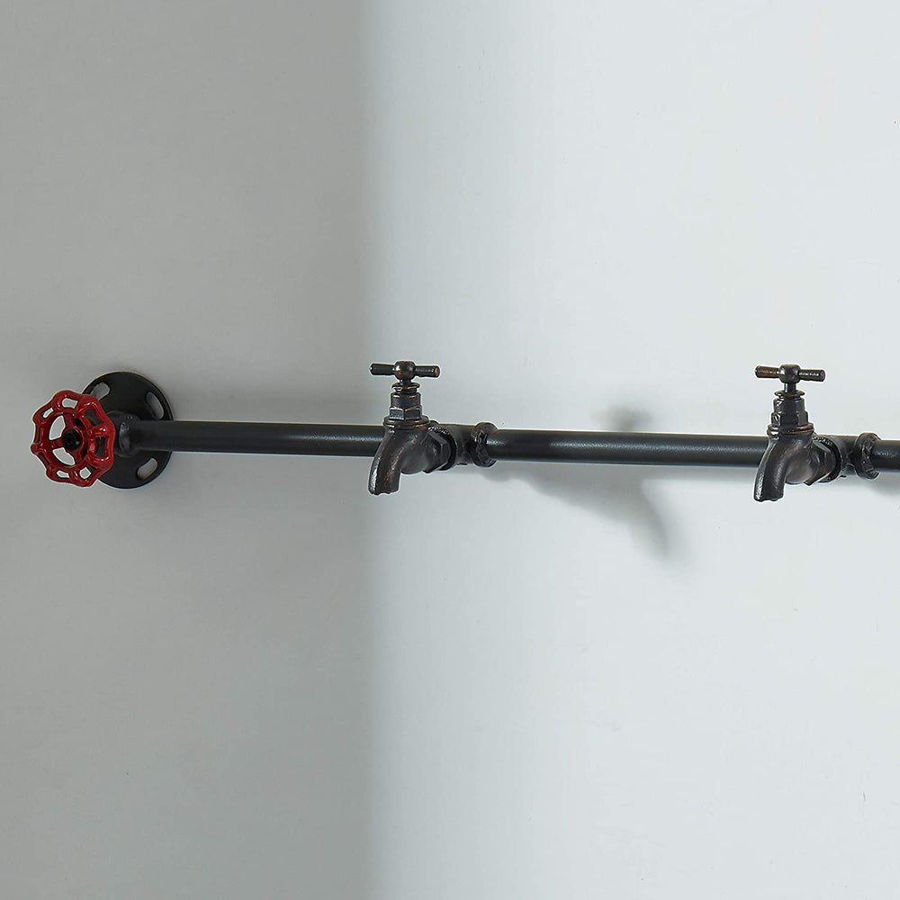 Sand Black Industrial Metal Pipe Coat Rack Rustic Matte Includes Hardware