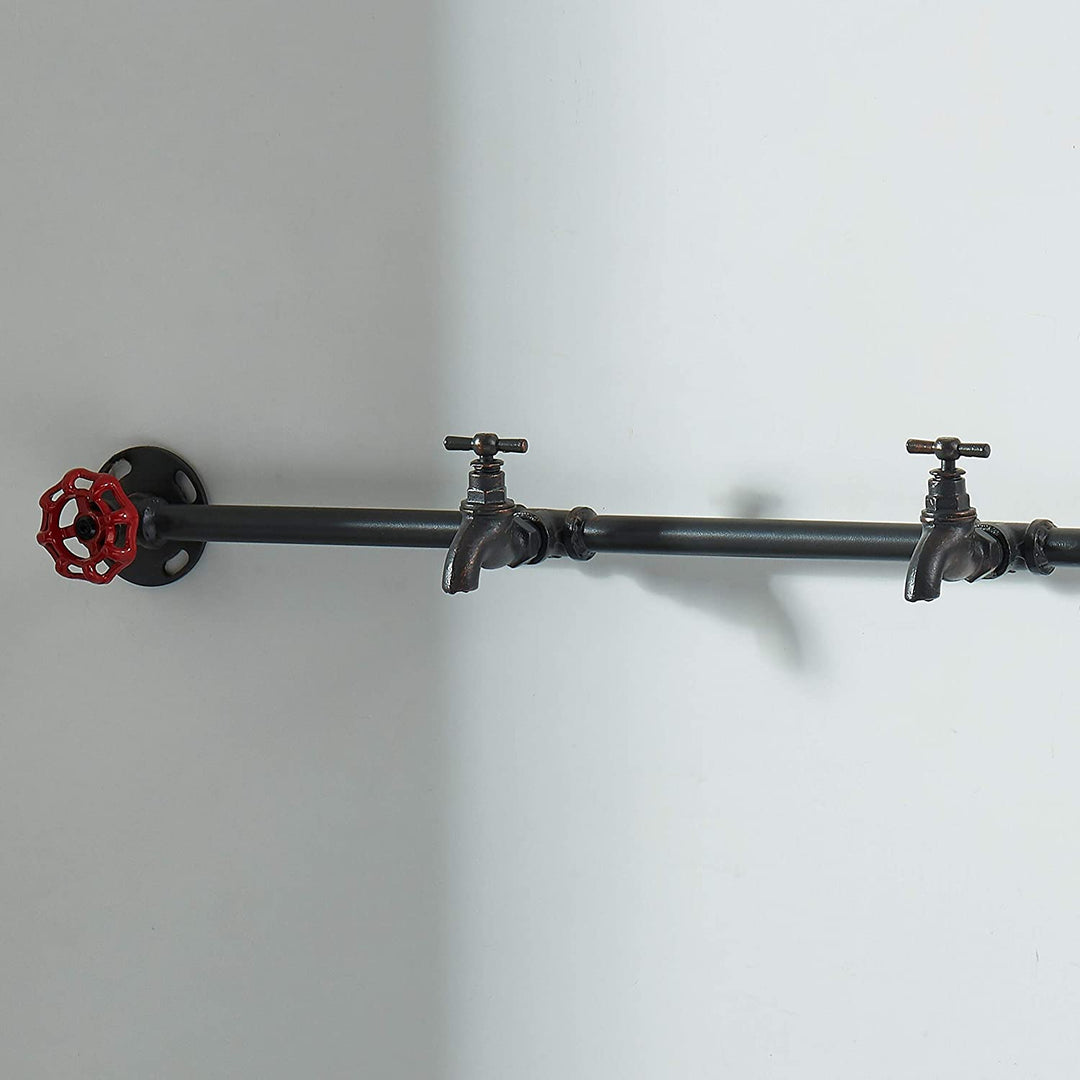 Sand Black Industrial Metal Pipe Coat Rack Rustic Matte Includes Hardware