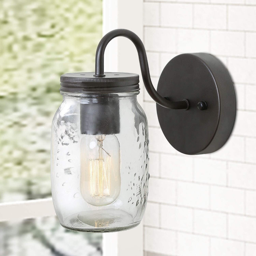 Outdoor Mason Jar Wall Sconce Black Lighting W4 5 X E H8
