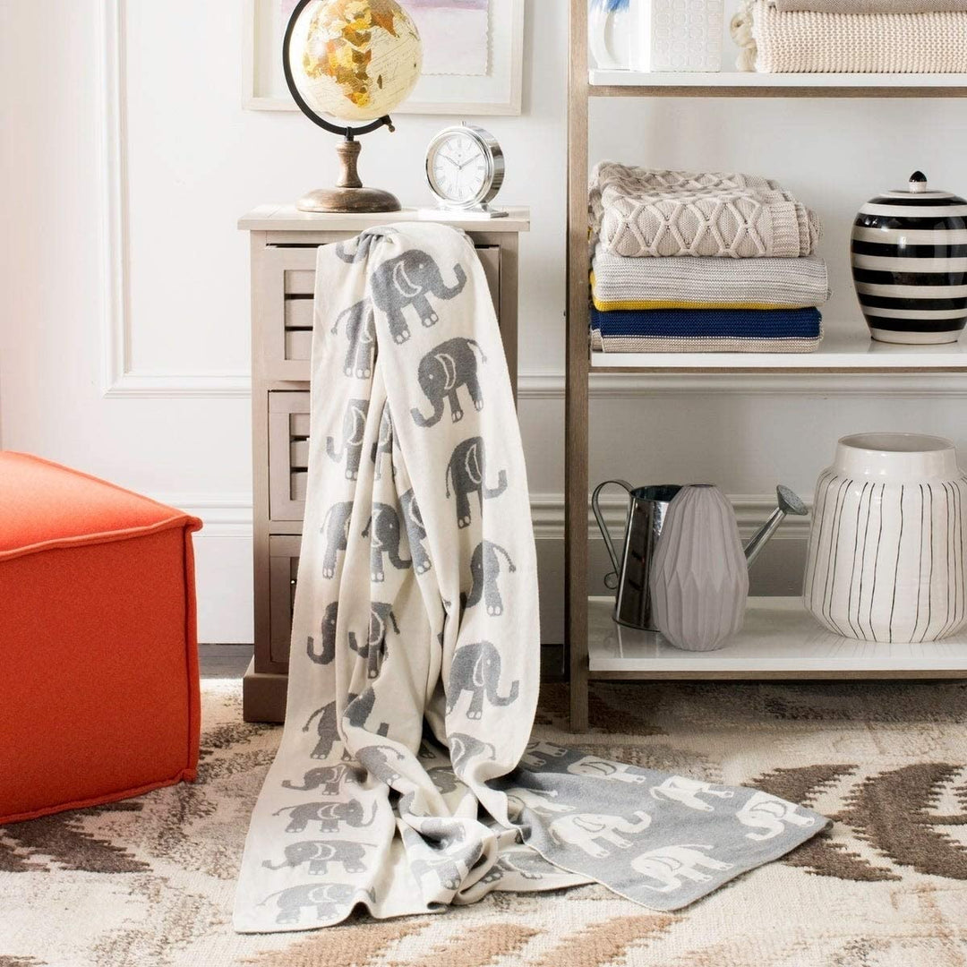 Grey Knit Throw Blanket Animal Modern Contemporary Shabby
