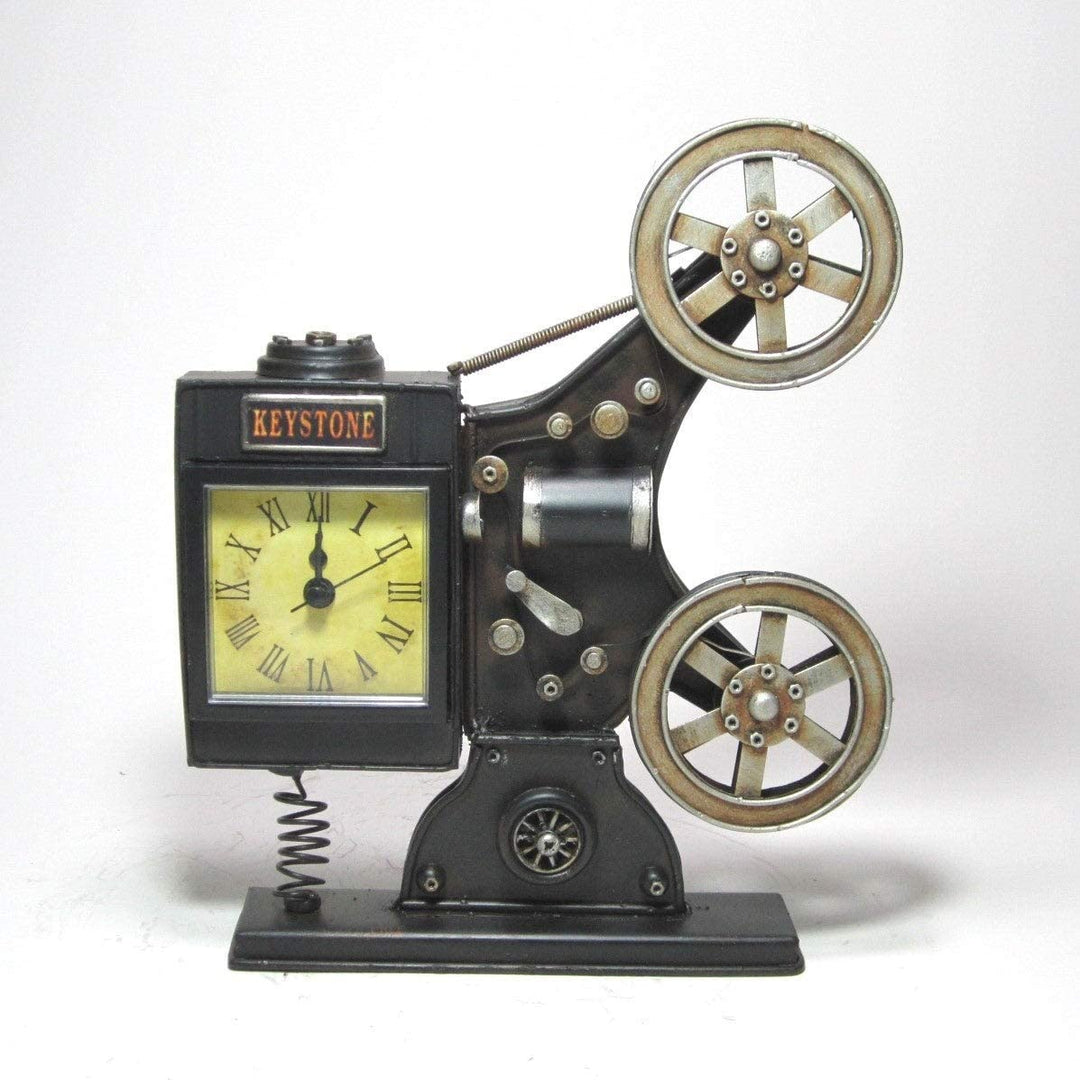 Old School Film Projector Tabletop Clock Small Color Iron