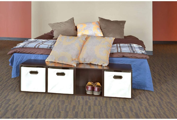 Storage Set 4 Cubes Truffle Modern Contemporary Laminate Finish - Diamond Home USA