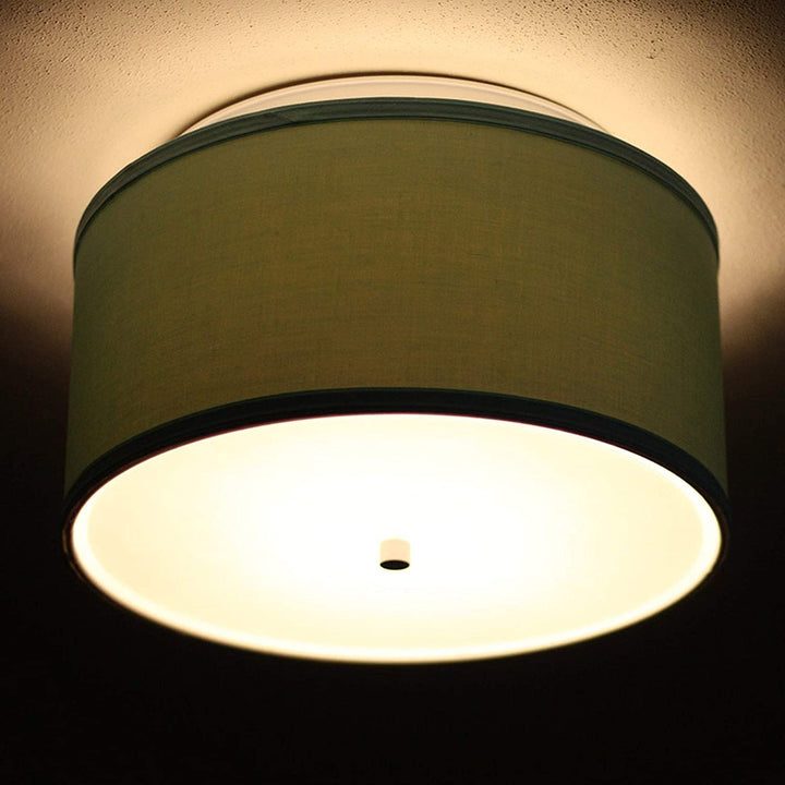 14 Moderne Flush Mount Converter Kit Island Paridise Blue Drum Lampshade 14x14x7 Off/White Modern Contemporary Fabric