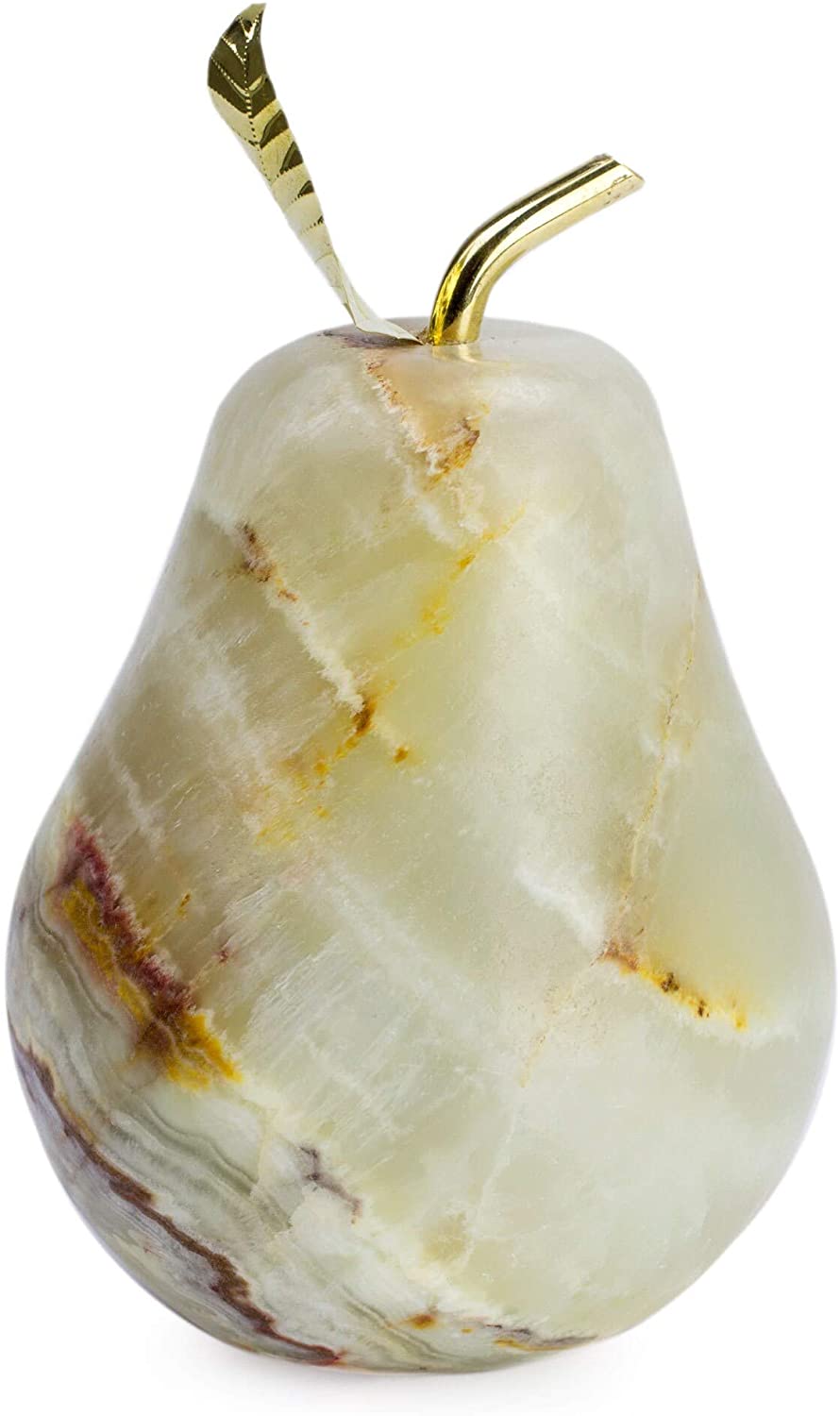 Handmade Onyx Figurine 'Tempting Pear' (Mexico) Green