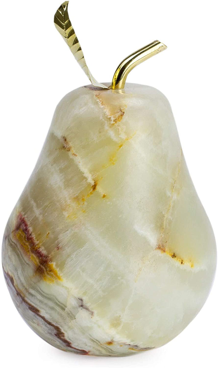 Handmade Onyx Figurine 'Tempting Pear' (Mexico) Green