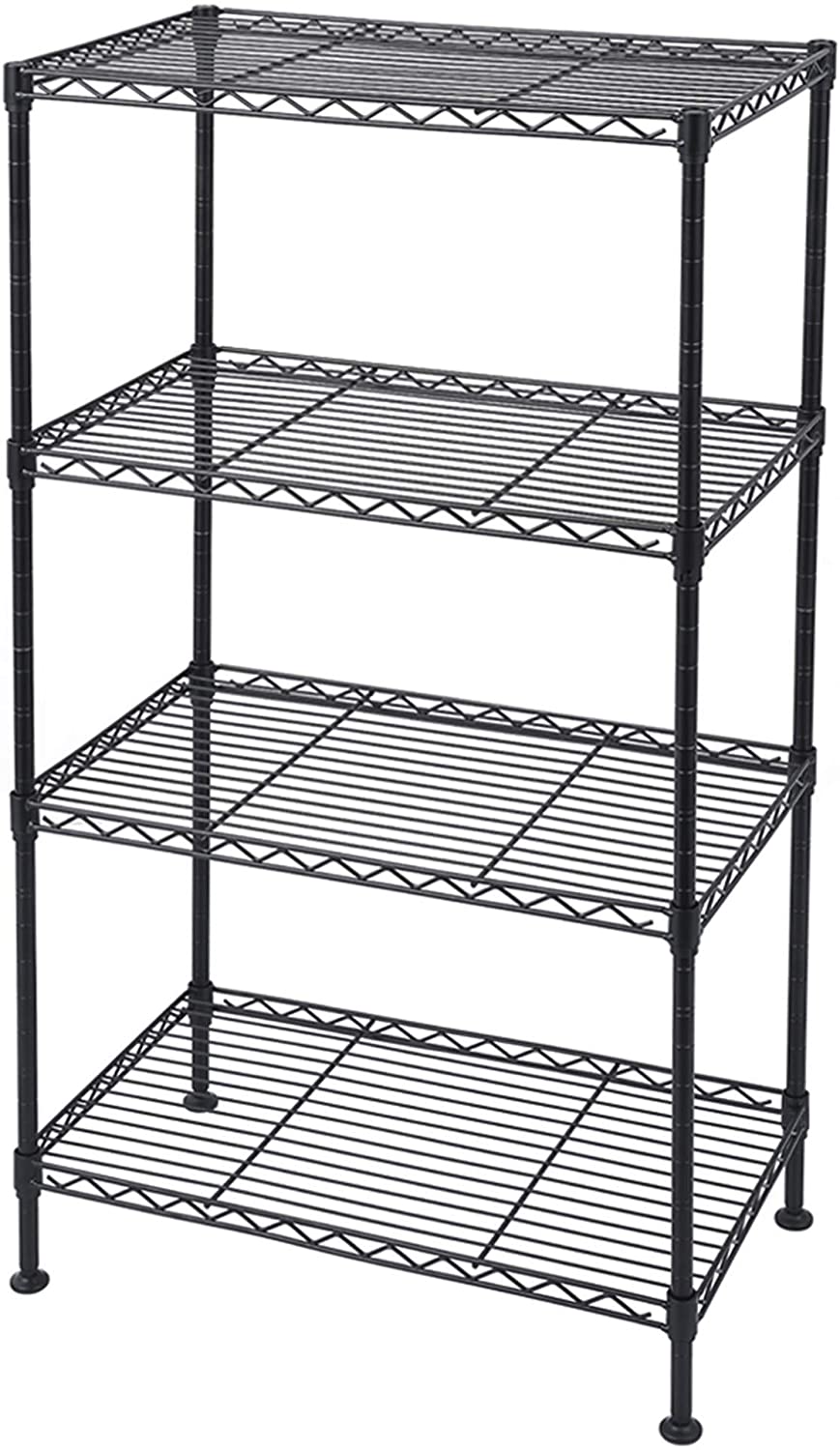 4 Tier Welded Wire Shelving Shoes Rack Black Modern Contemporary Stainless Steel Adjustable - Diamond Home USA