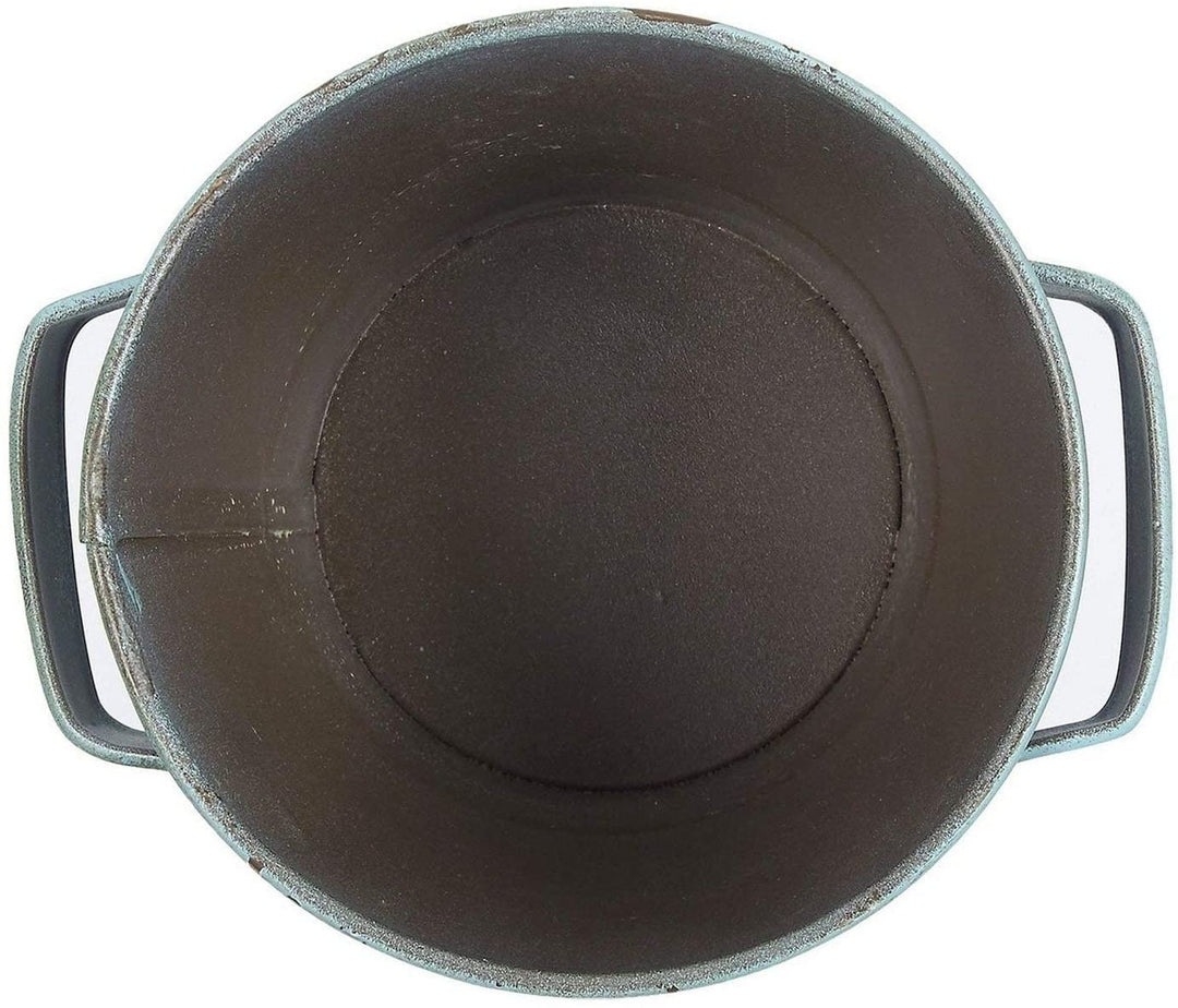 MISC 4 Set Galvanized Planter Garden Buckets Handles Planting Decoration Blue Iron