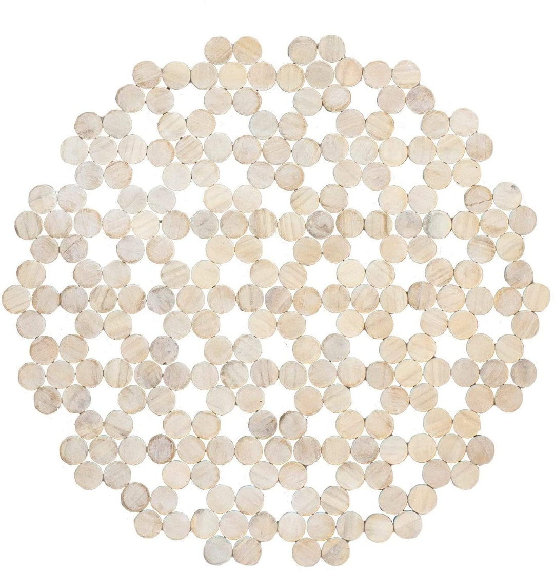 Exotic Wood Rose Placemat Handmade White (Set 2) Geometric