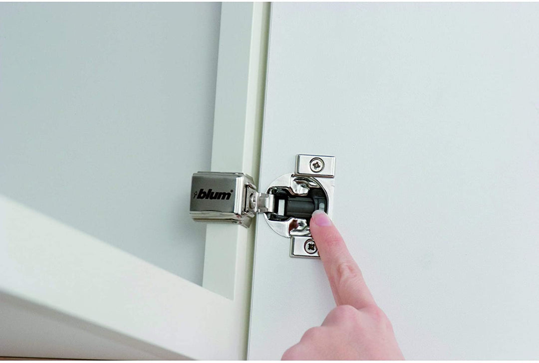 Hardware 10 Pack 105 Degree Compact 38N Series Blumotion 1/2" Overlay Screw Soft Closing Cabinet Hinge Silver Metal Finish - Diamond Home USA