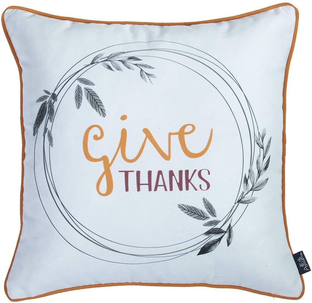 Fall Season Thanksgiving Pie Throw Pillow Covers 18"x18" (Set 4) White Floral Farmhouse Polyester Set 3 More Removable Cover - Diamond Home USA