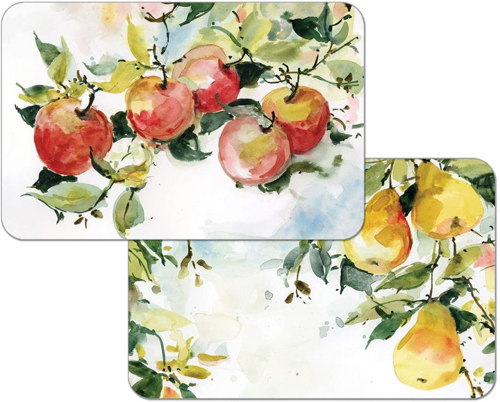 Wipe Clean Placemats Set 4 Watercolor Fruit Color