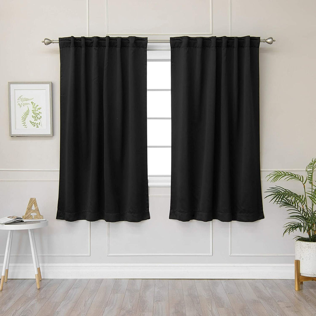 Solid Insulated Thermal Blackout Curtain Set 2 Panels 52"
