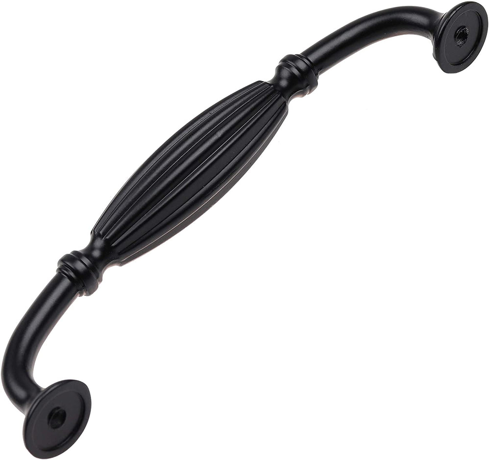 5 Pack 5 inch Center Fluted Cabinet Pull Black Modern Contemporary Metal Matte - Diamond Home USA