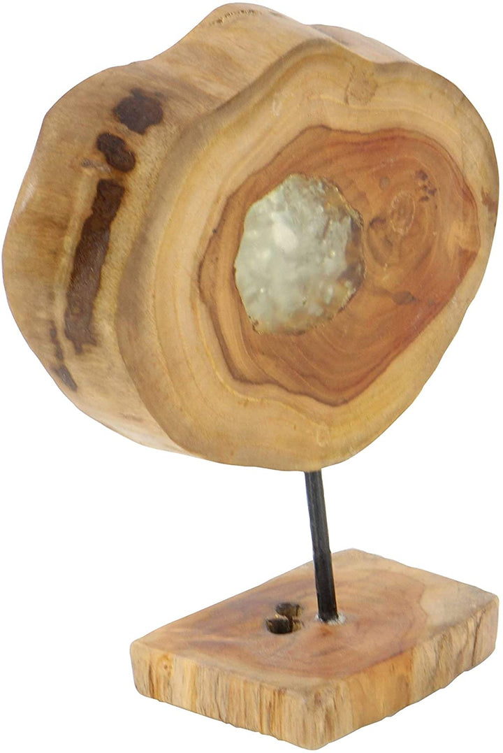Teak Metal Resin Sculpture Brown Clear Acrylic Iron Wood - Diamond Home USA