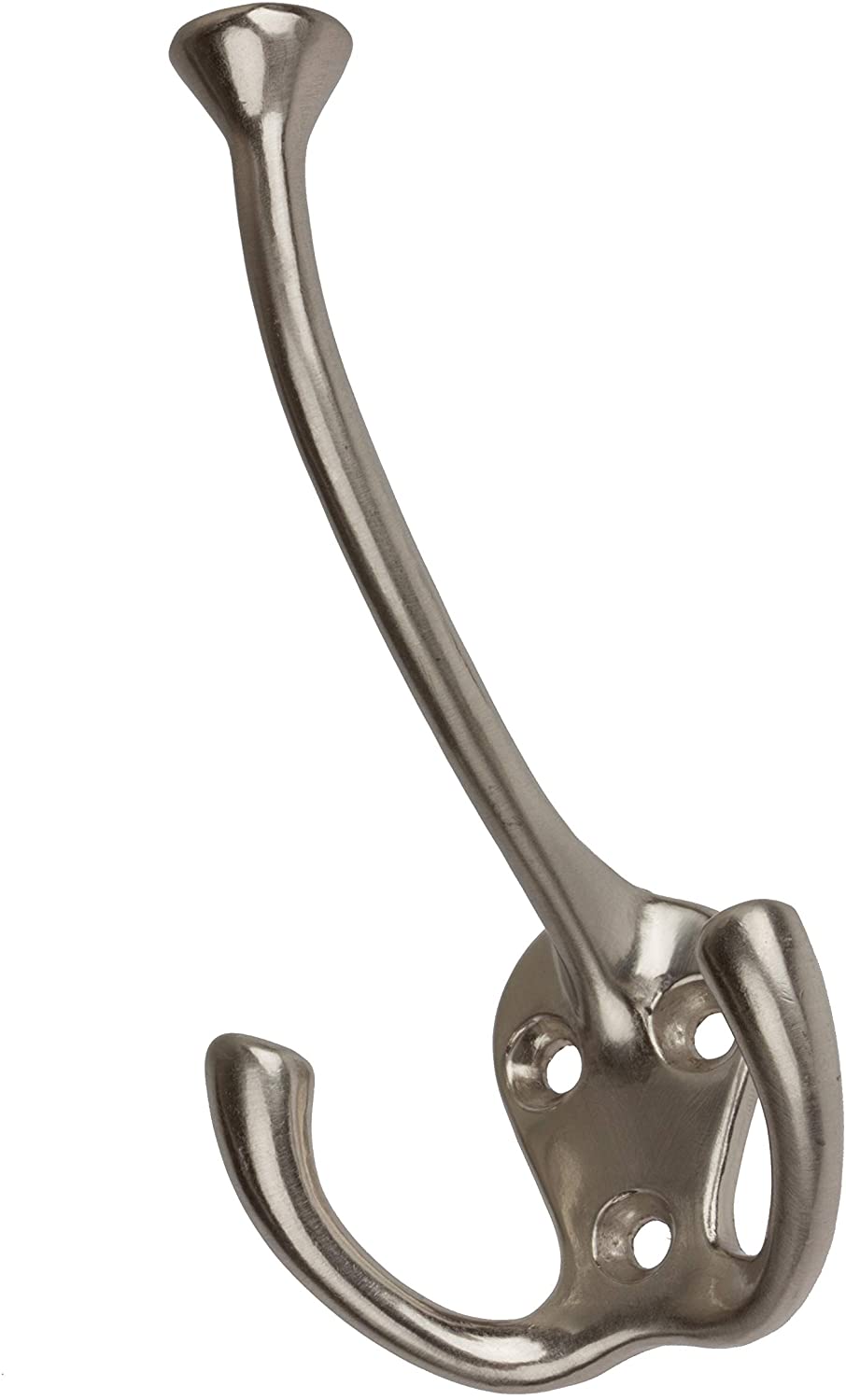 Satin Nickel Coat Tri Hooks (Pack 10) Grey Metal
