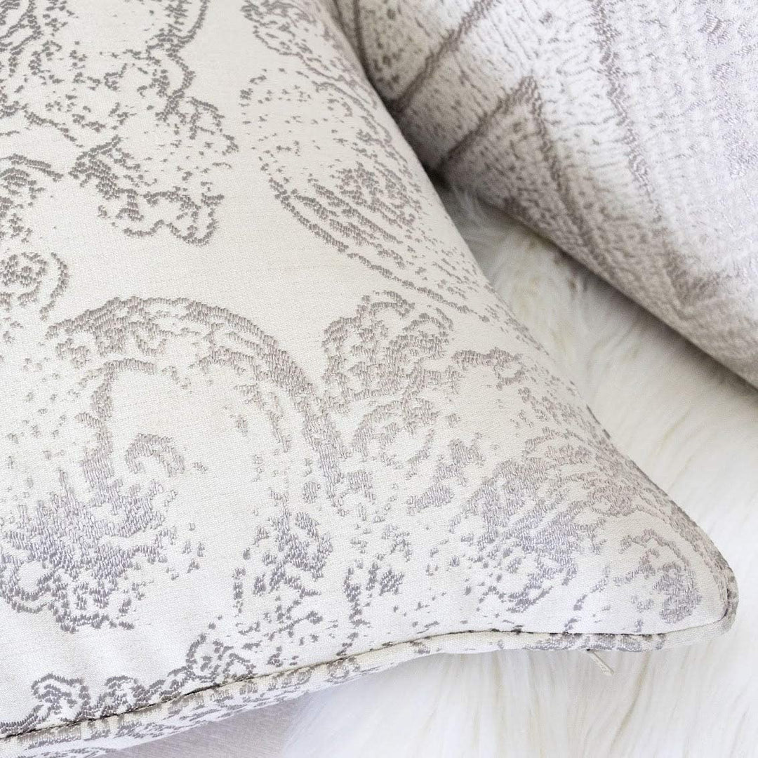Cozy Paisley Throw Pillow Cover Insert Grey Polyester Single - Diamond Home USA
