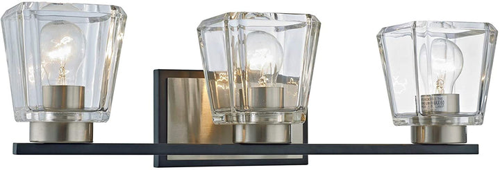 Matte Black+Brushed Nickel 3 Light Clear Crystal Shade Wall Sconce Black Grey Modern Contemporary Metal - Diamond Home USA