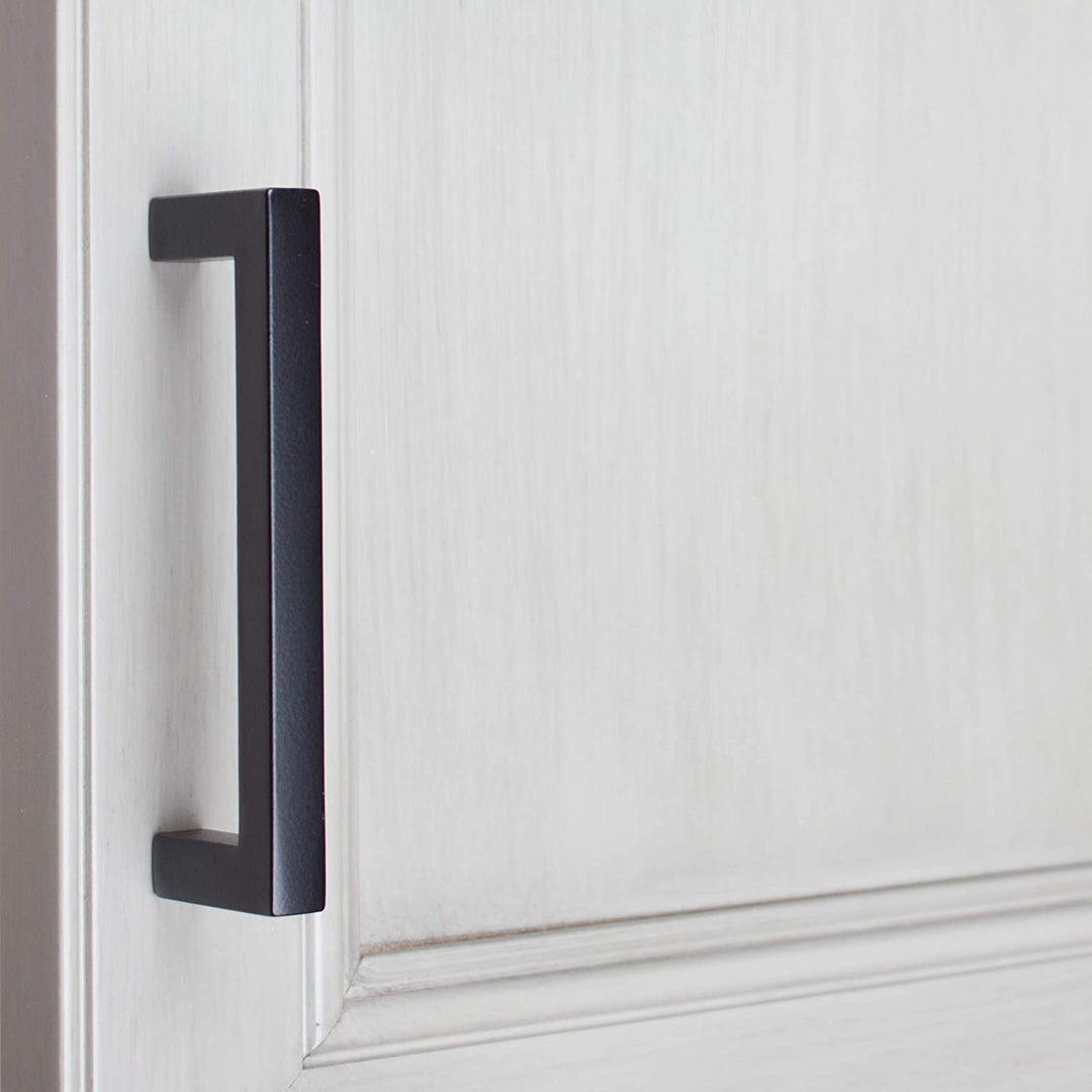 25 Pack 3 3/4 inch Center Solid Square Cabinet Pull Black Modern Contemporary Zinc Matte - Diamond Home USA